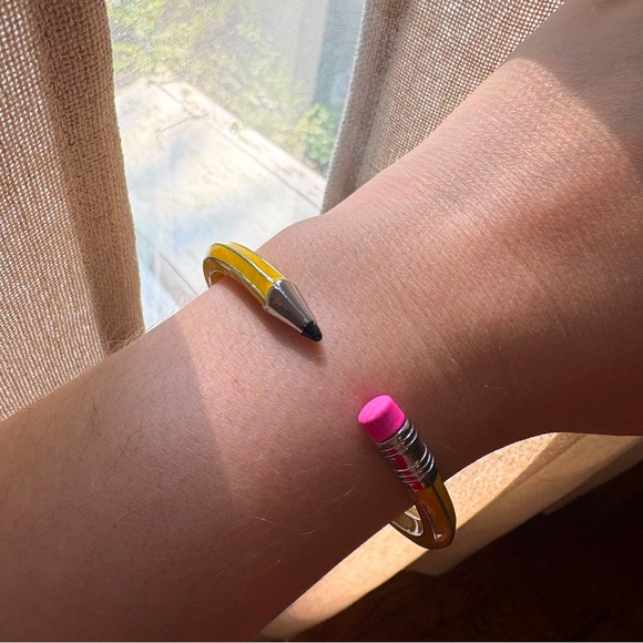 Betsey Johnson Pencil Bracelet Back to School | Yellow Bangle NWOT - Picture 1 of 9